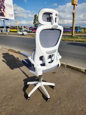 Office Chair White Hand Folding Breathable Back, High Back