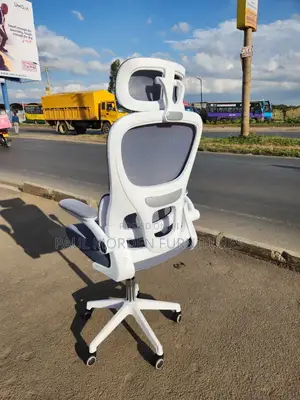 Office Chair White Hand Folding Breathable Back, High Back