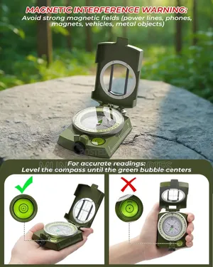 Military Lensatic Sighting Compass Waterproof Shakeproof, Army Green