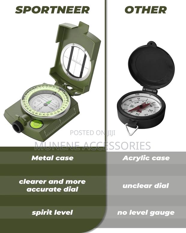 Military Lensatic Sighting Compass Waterproof Shakeproof, Army Green - thumbnail 7