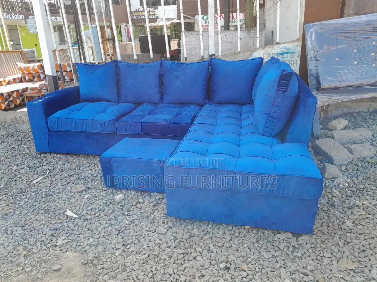 L Shaped 6 Seater Sofa Blue