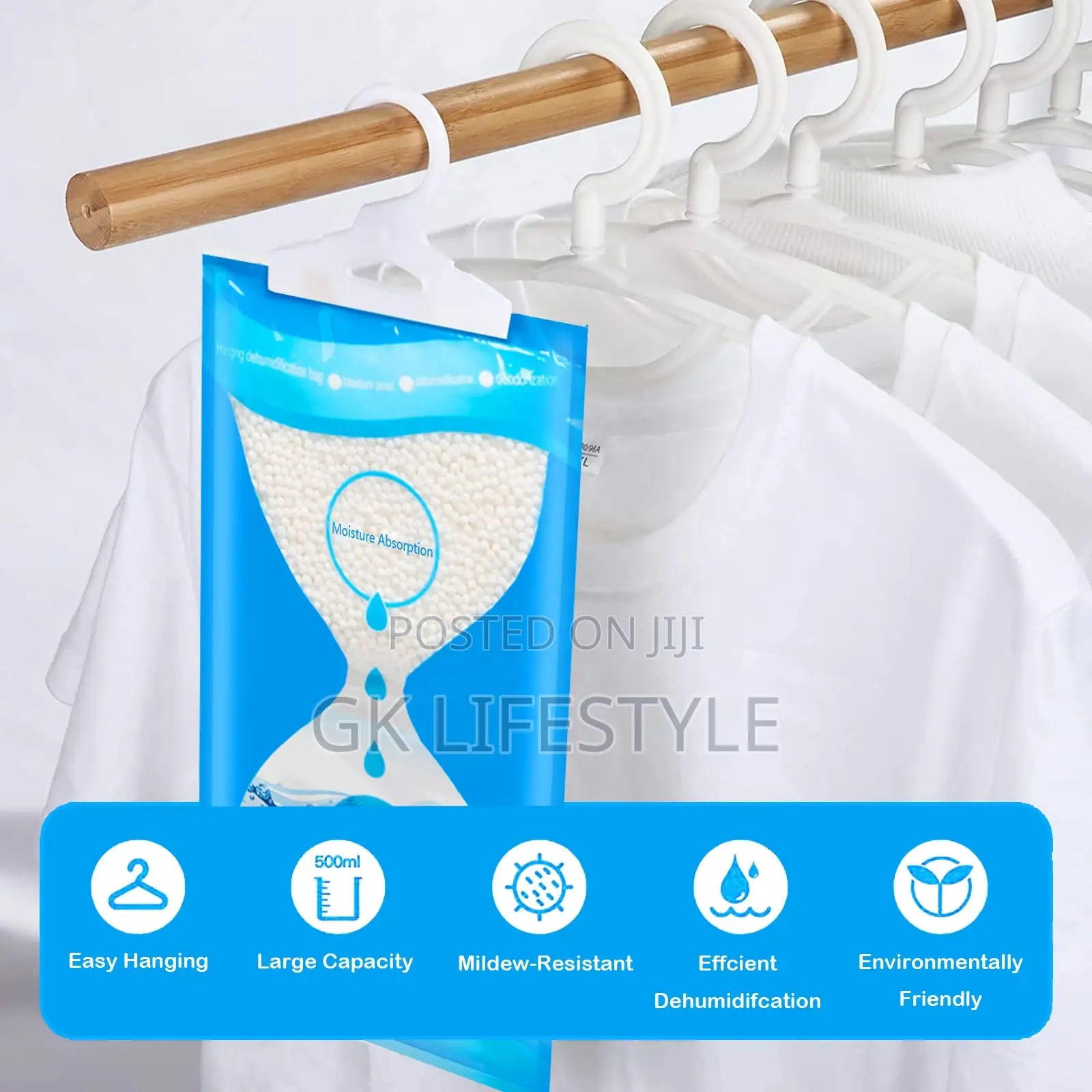 3 Packet Dehumidifier Moisture Absorber Wardrobe Closet Damp Remover