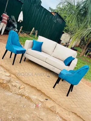 4 Seater Blue and White Sofa Set