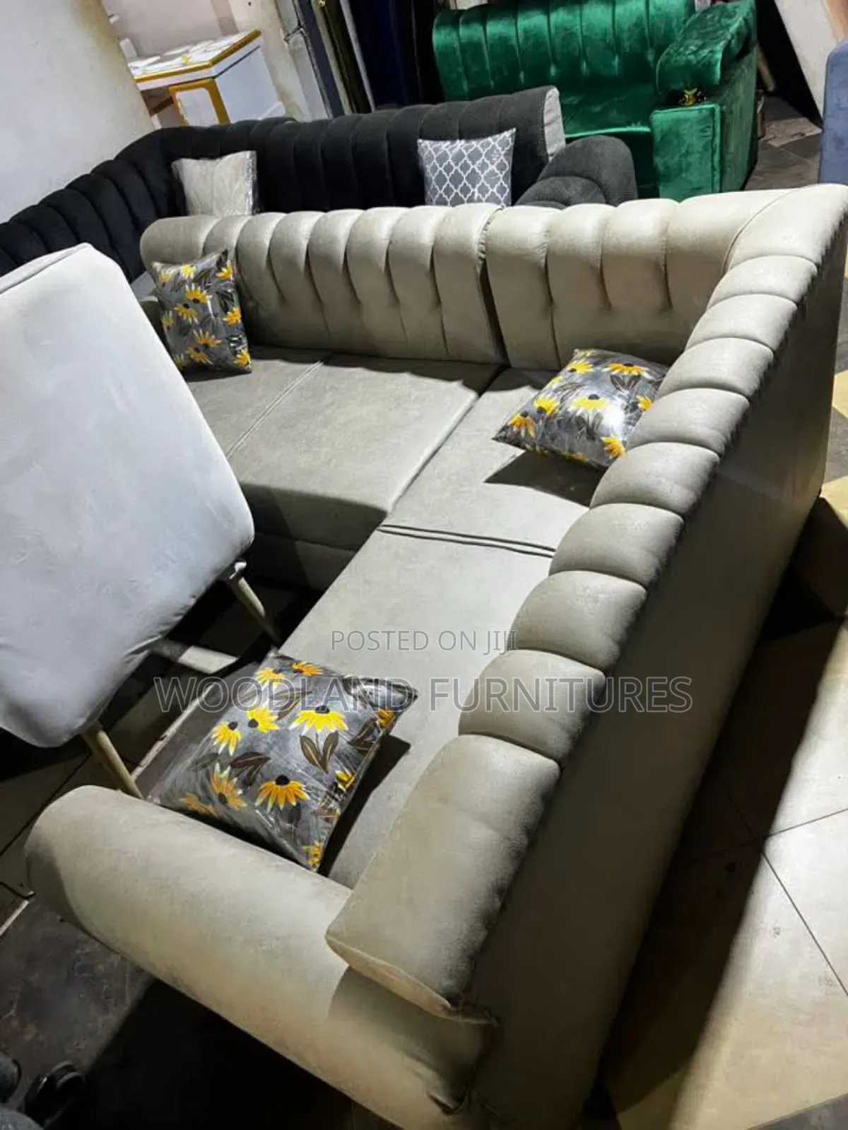 Grey L- Shaped 6 Seater Sofa