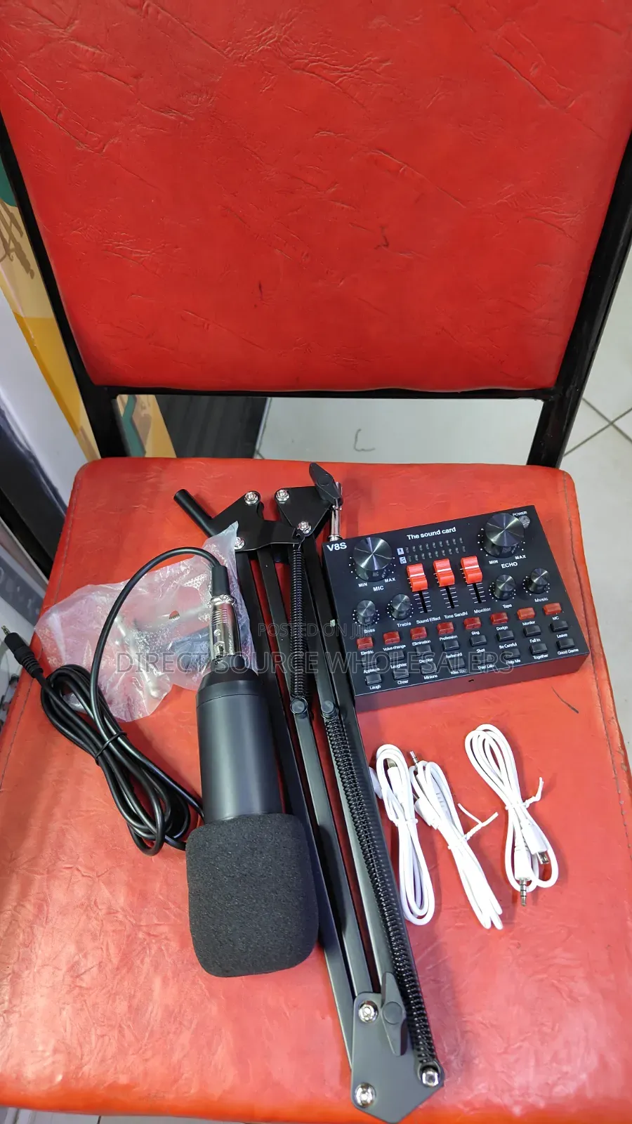 Condenser Microphone V8sk Sound Card-Complete Podcast,Studio Recording