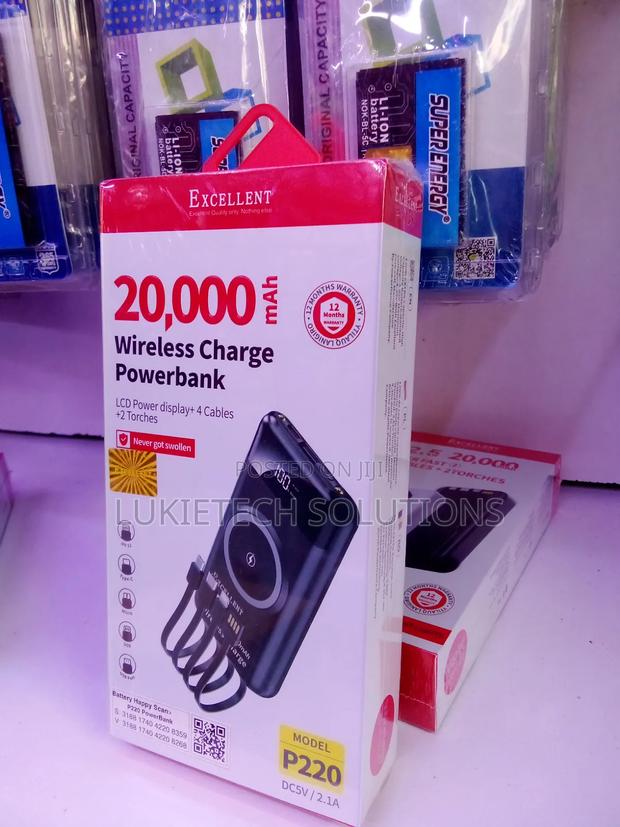 Wireless Charge Powerbank 4 Attached Cables, 20000mah