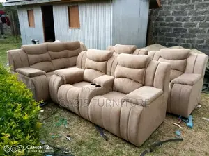 Brown Semi Leather 7 Seater Sofaset