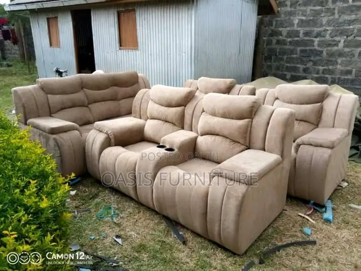 Brown Semi Leather 7 Seater Sofaset