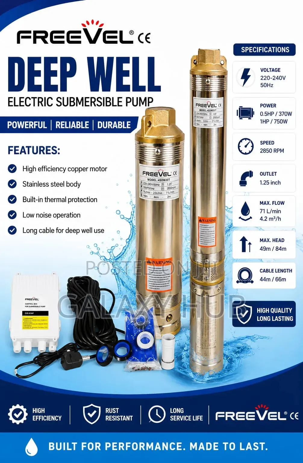 Deep Well Electric Submersible Pump 0.5hp
