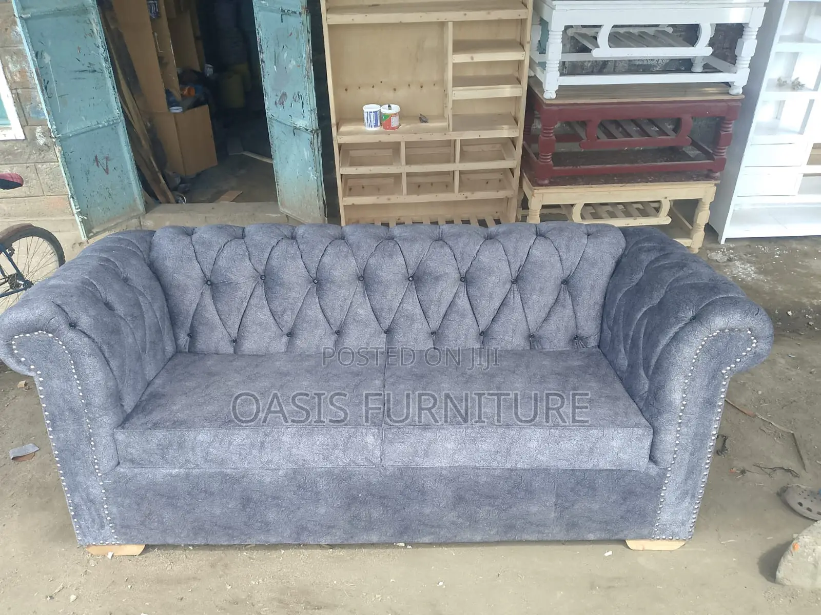 Grey 3 Seater Chester Sofa