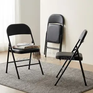Black Armless Foldable Desk Chair.