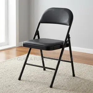 Black Armless Foldable Desk Chair.