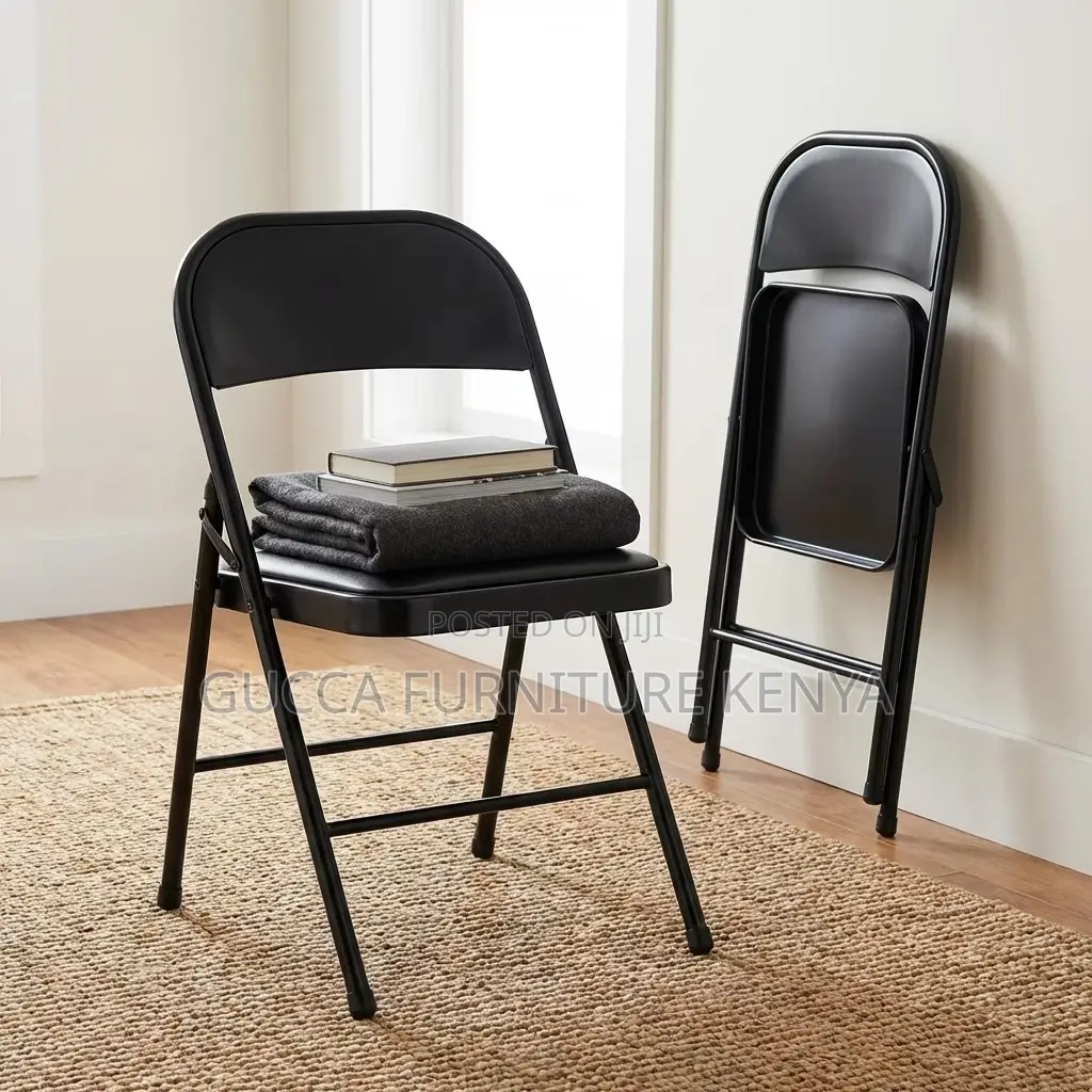 Black Armless Foldable Desk Chair.