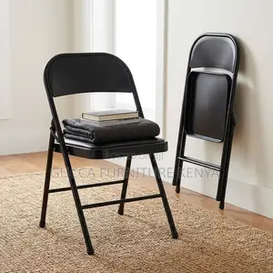 Black Armless Foldable Desk Chair.