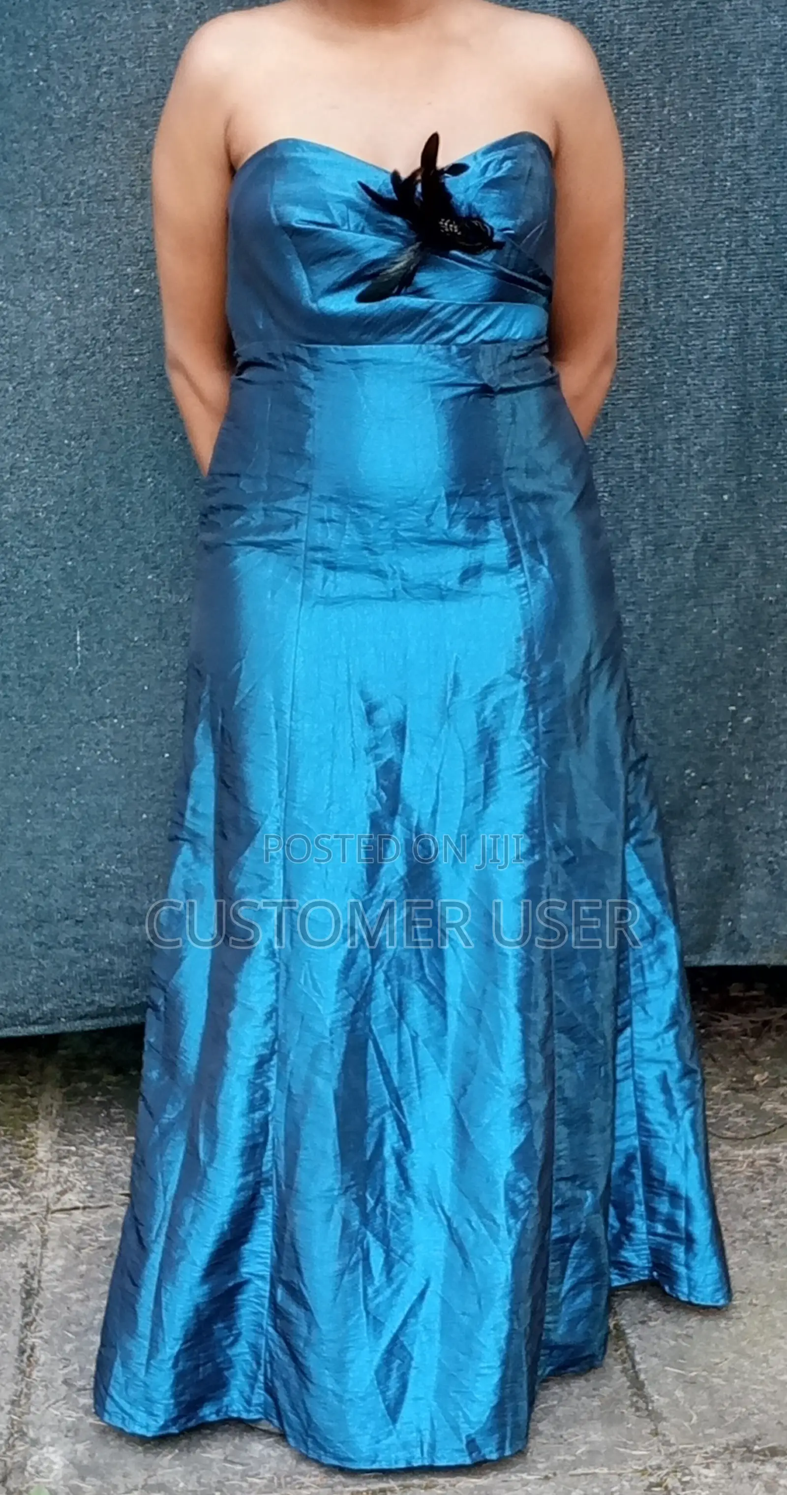 Teal Satin Dinner/Prom Dress