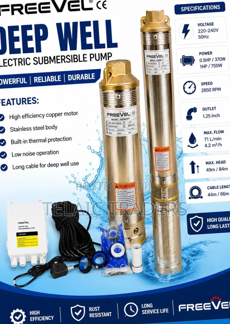 0.5hp Deep Well Electric Submersible Pump