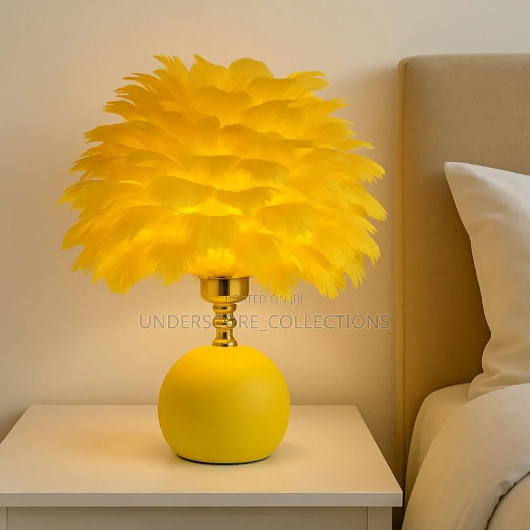 Yellow Medium Sizes Feathers Like Bedside Lamp