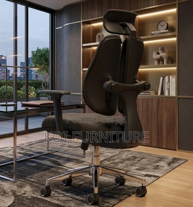 Office Chairs; Black Fabricated Orthopedic Dual Backrest Office Chairs - thumbnail 3