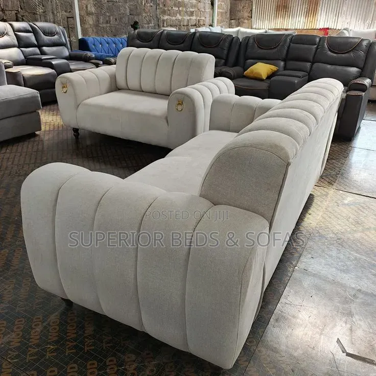 Cream Fabric Sofa Set Delivered Free: 5 Seater