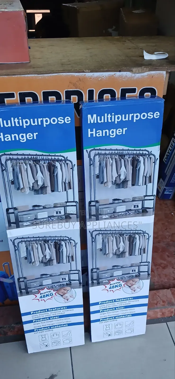 Double Pole Clothes Rack With Bottom Storage Shelf