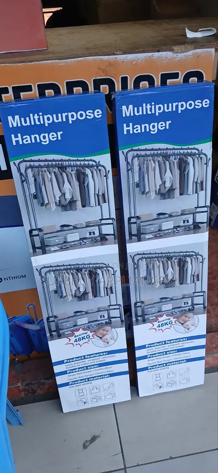 Double Pole Clothes Rack With Bottom Storage Shelf
