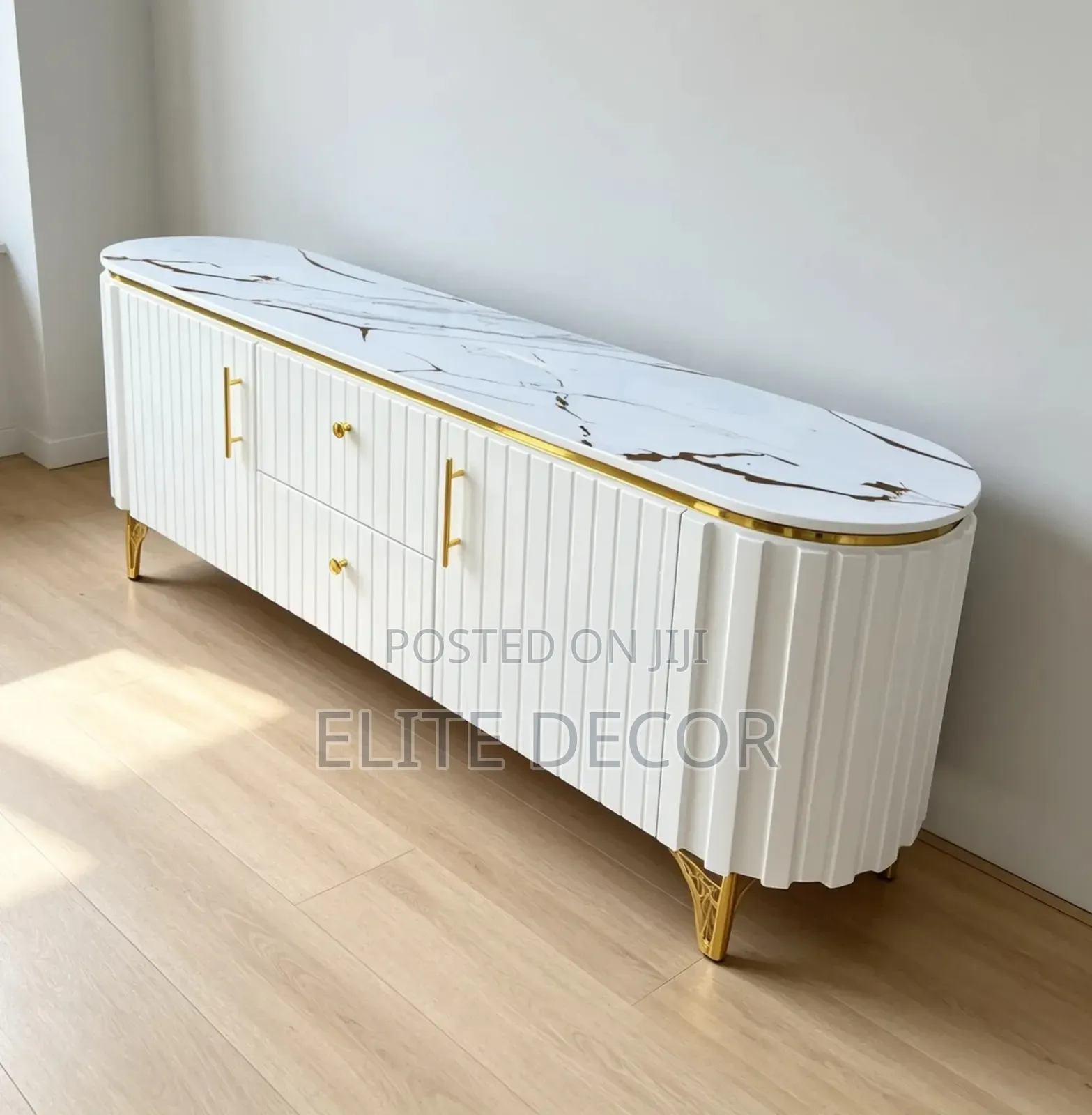 6ft Modern Executive Oval Tv Stand With Storage – Luxury Cabinet