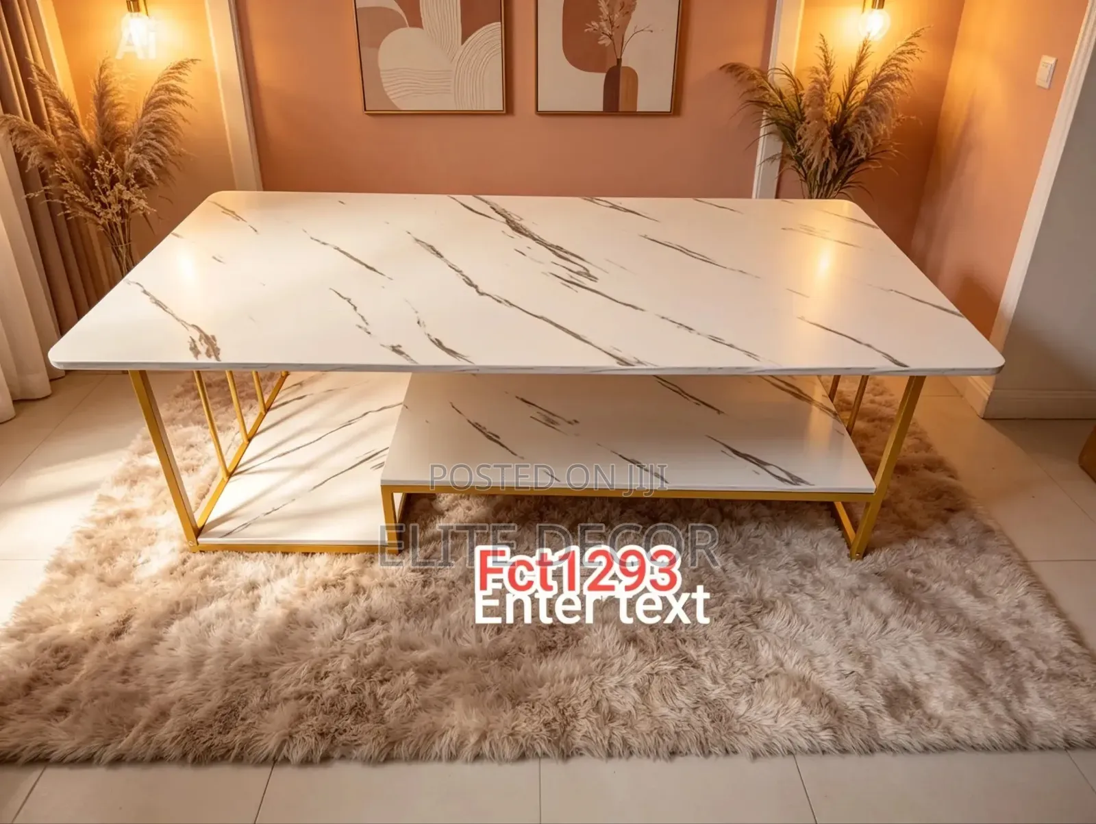 Executive White Marble Coffee Table – Modern Luxury Living Room