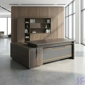 Office Desk; Modern Executive Office Desk With Side Cabinet