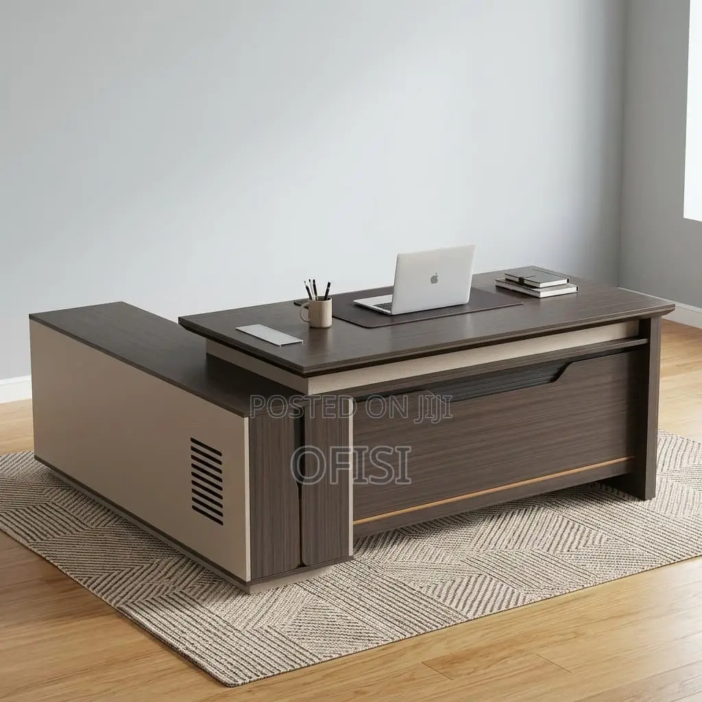 Office Desk; Modern Executive Office Desk With Side Cabinet