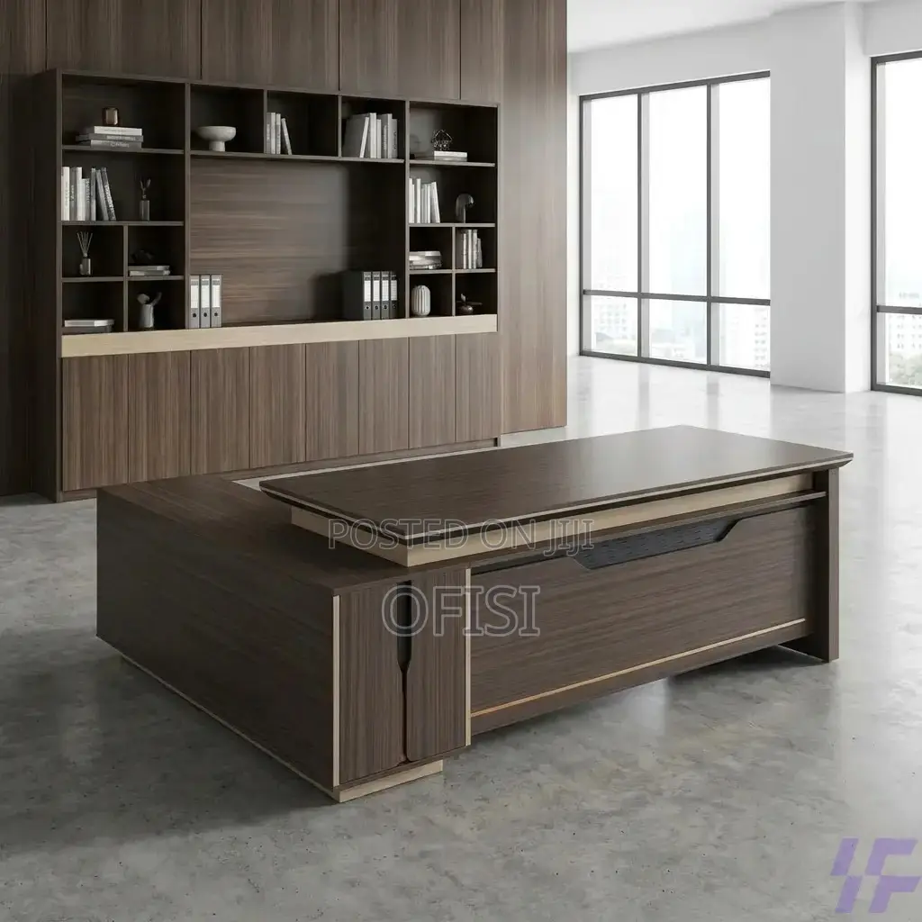 Office Desk; Modern Executive Office Desk With Side Cabinet