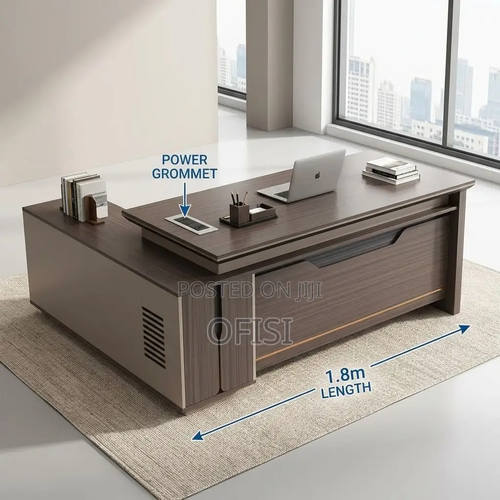Office Desk; Modern Executive Office Desk With Side Cabinet