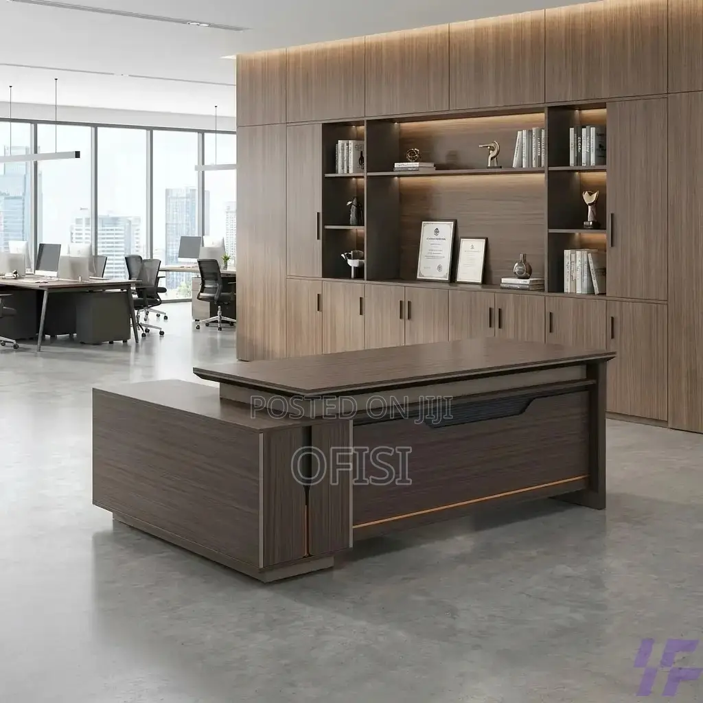Office Desk; Modern Executive Office Desk With Side Cabinet