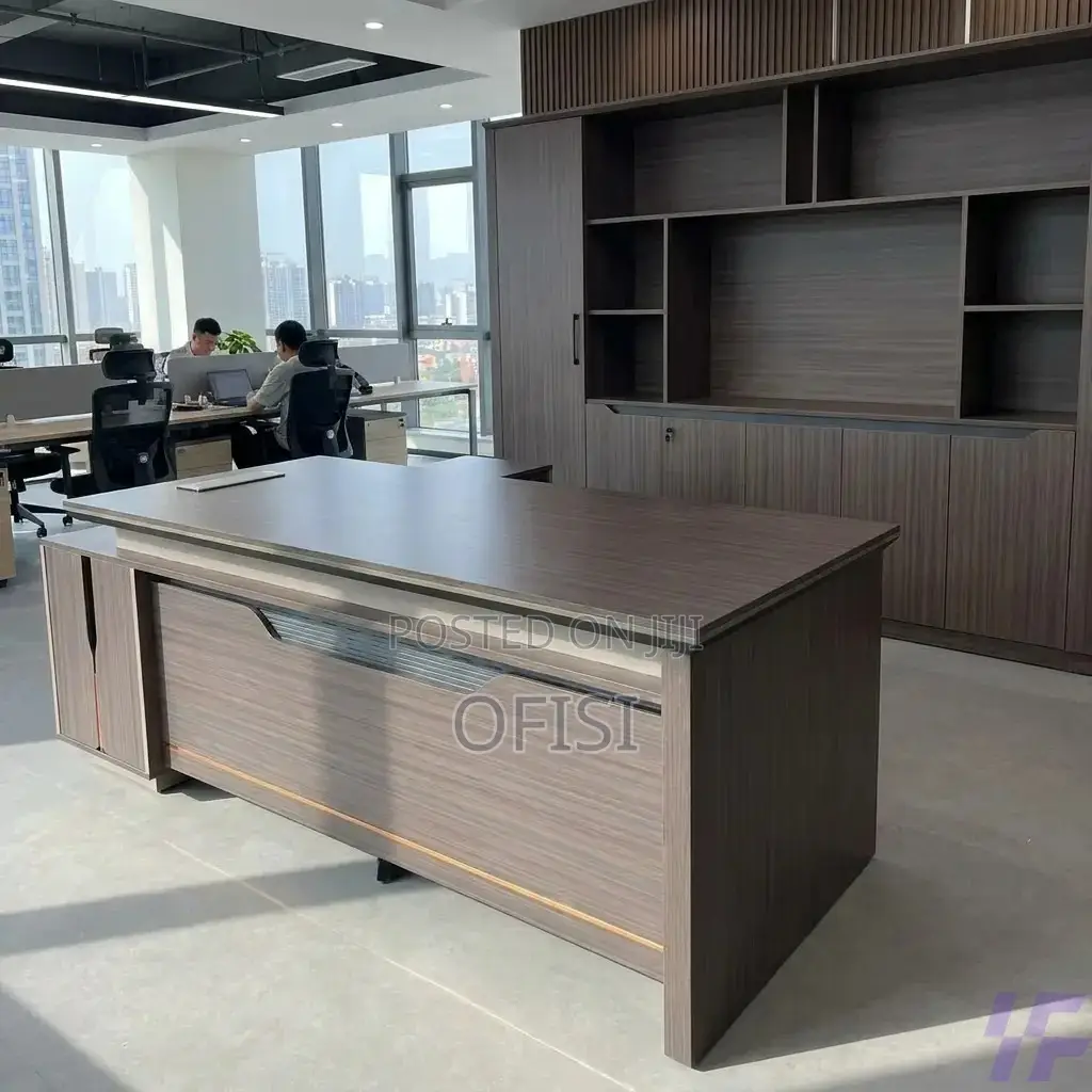 Office Desk; Modern Executive Office Desk With Side Cabinet