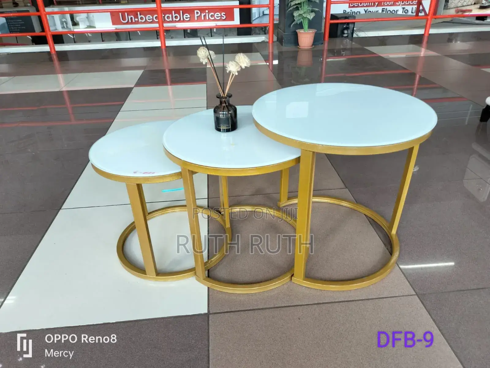 3 in 1 Executive Glass Effect Marble Table