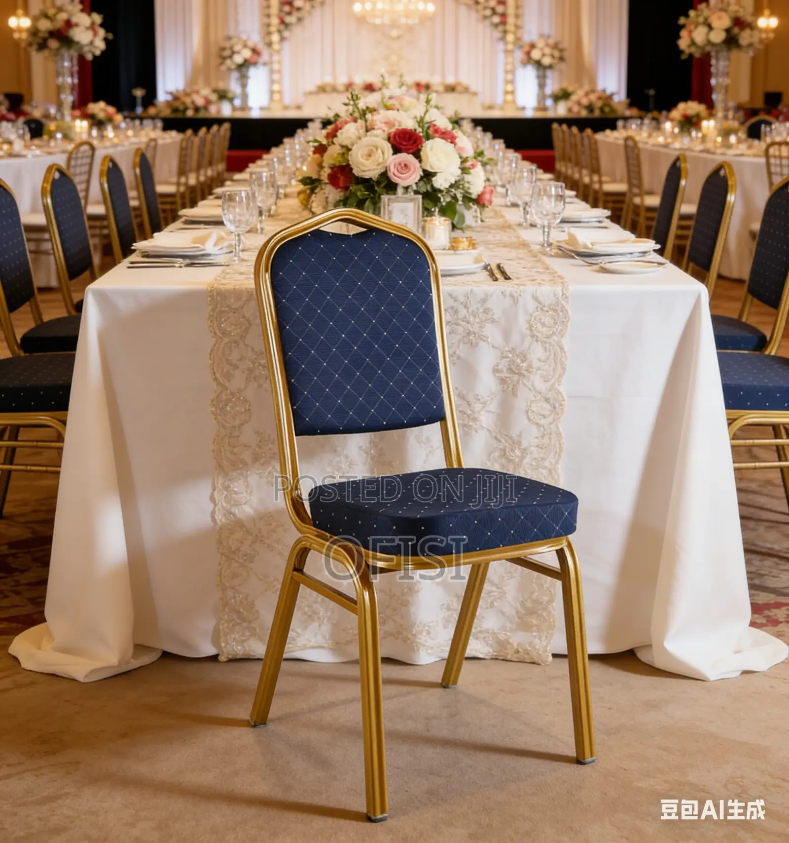 Conference Chair; Blue Modern Banquet Conference Chair