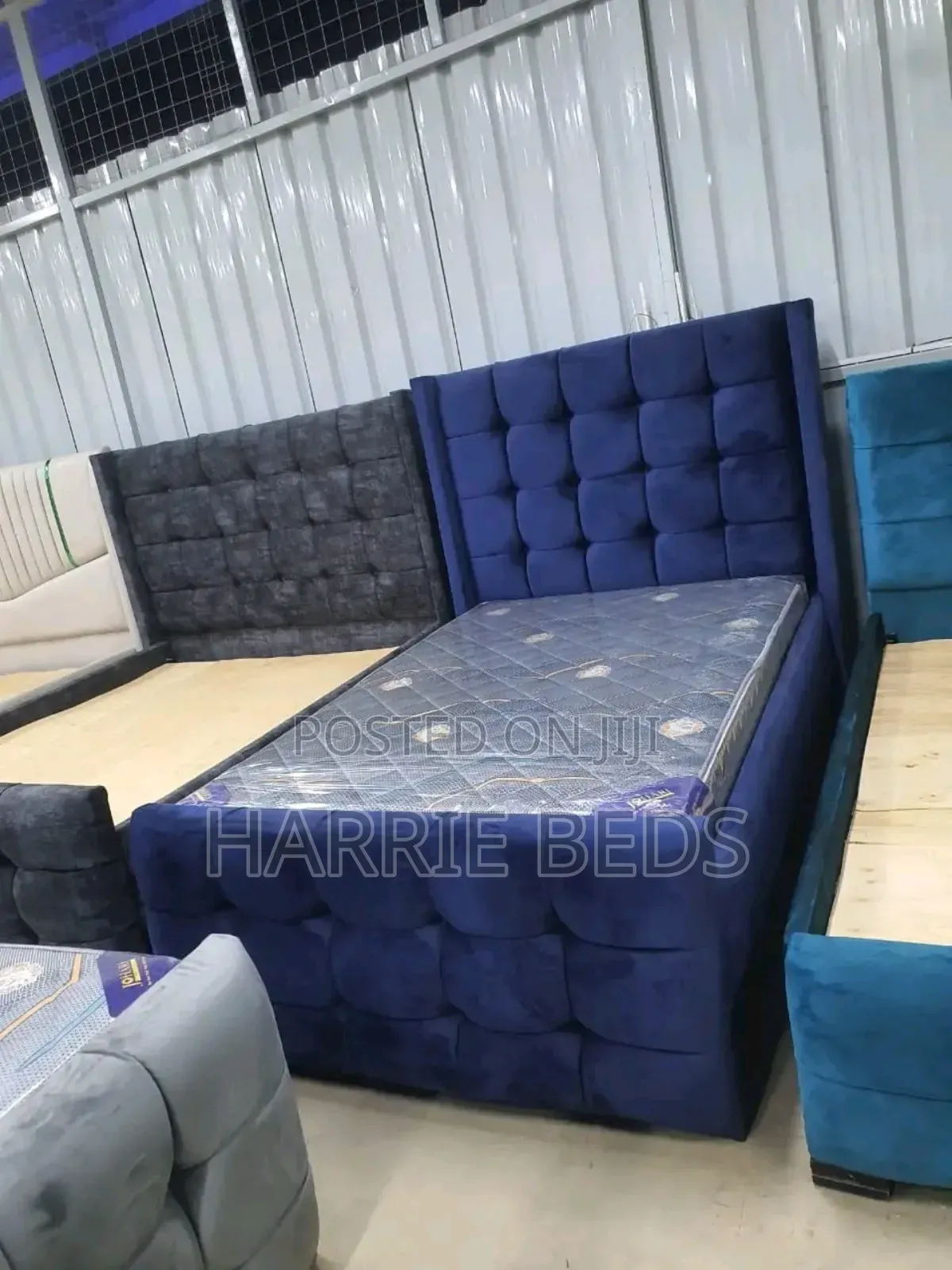 Royal Blue Cheaster Bed Eith Gold Details
