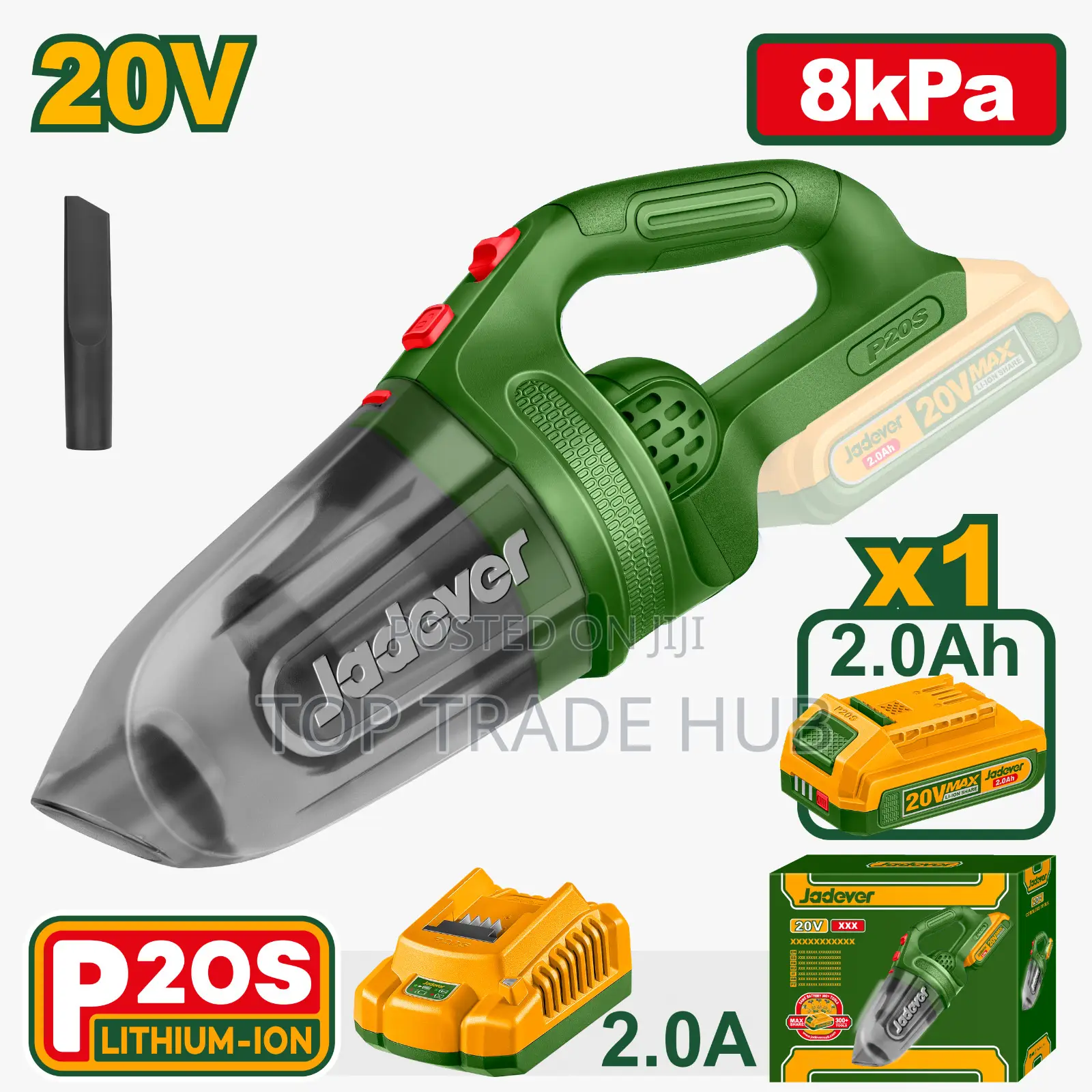 Jadever Cordless Vacuum Cleaner 20v 0.45l 1x 2.0ah Battery + Charger