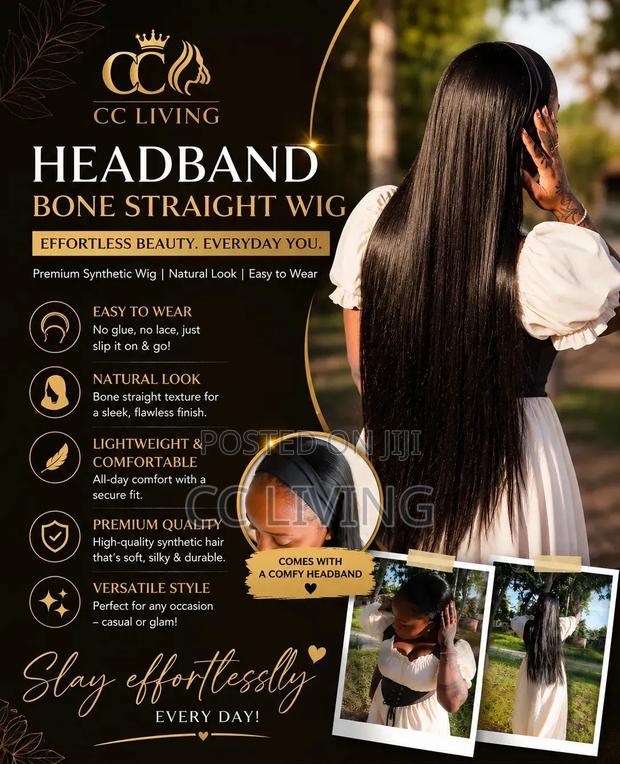 Bone Straight Headband Wig
