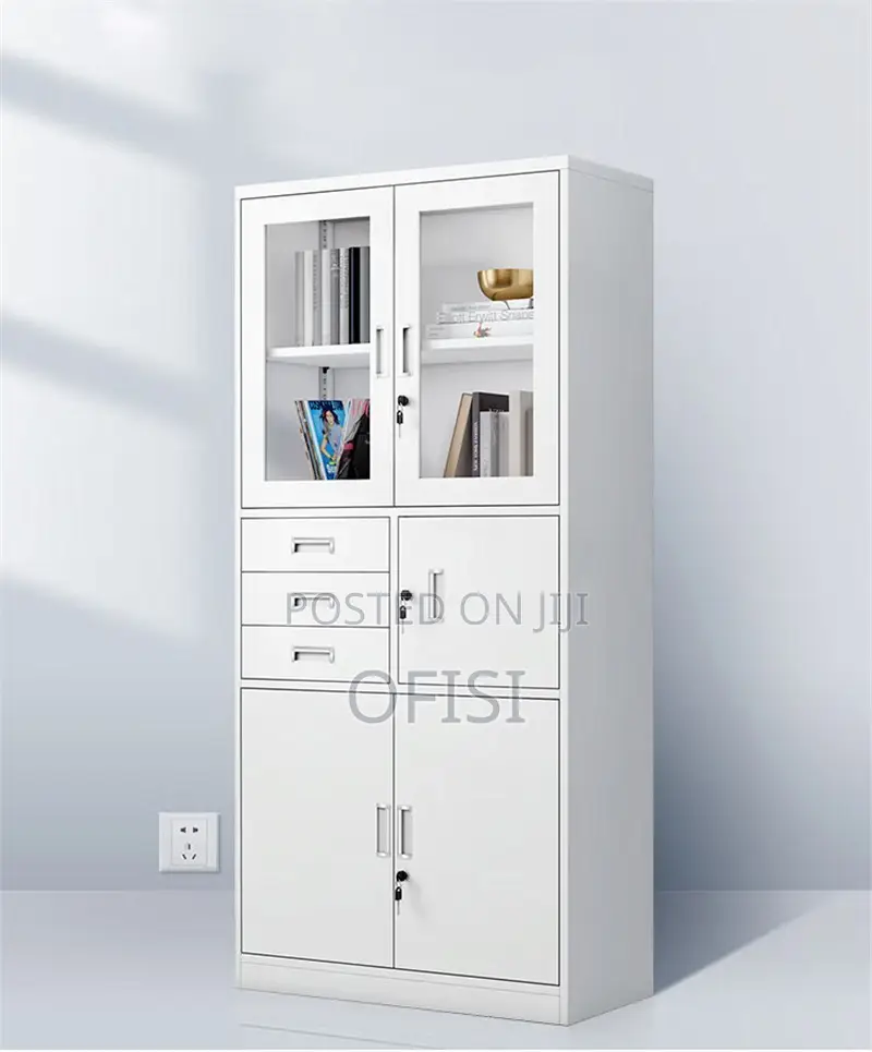 Office Cabinet; Half Glass Metallic Safe Cabinet