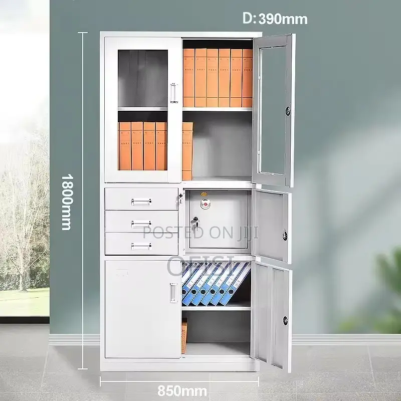 Office Cabinet; Half Glass Metallic Safe Cabinet