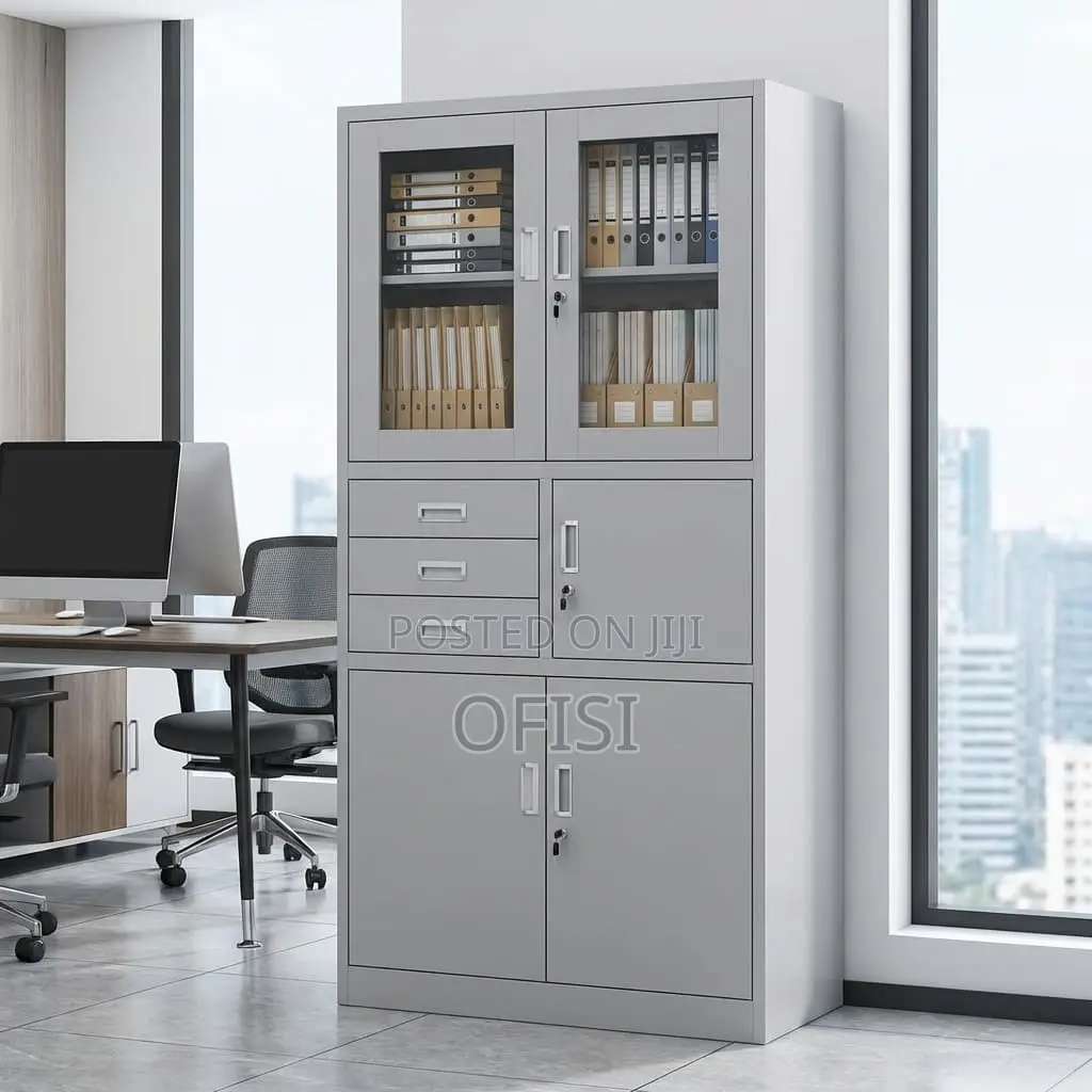 Office Cabinet; Half Glass Metallic Safe Cabinet