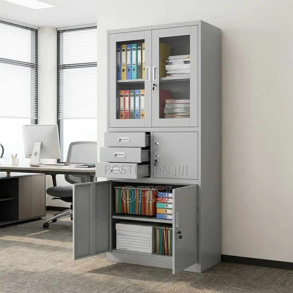 Office Cabinet; Half Glass Metallic Safe Cabinet