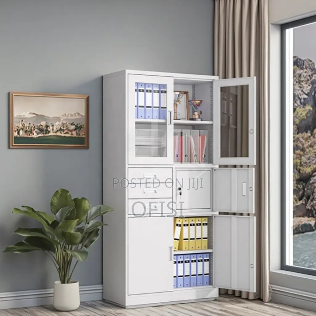 Office Cabinet; Half Glass Metallic Safe Cabinet