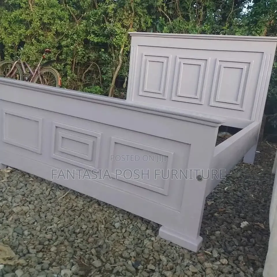 Grey Wooden 5 by 6 Panel Bed