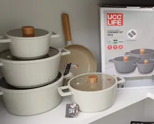 Healthy Cooking Ceramic Coated Cookware Set With Natural Wood Handle