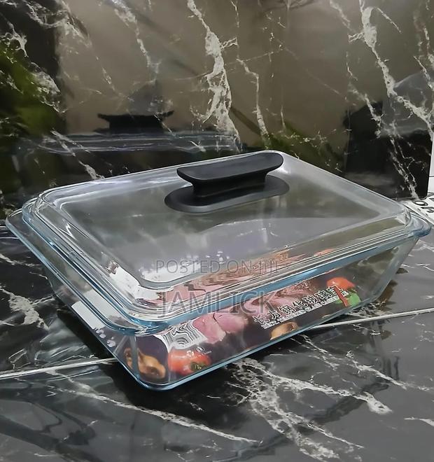 5.4l Glass Casserole Baking Storage Dish With Lid - Bz - thumbnail 2