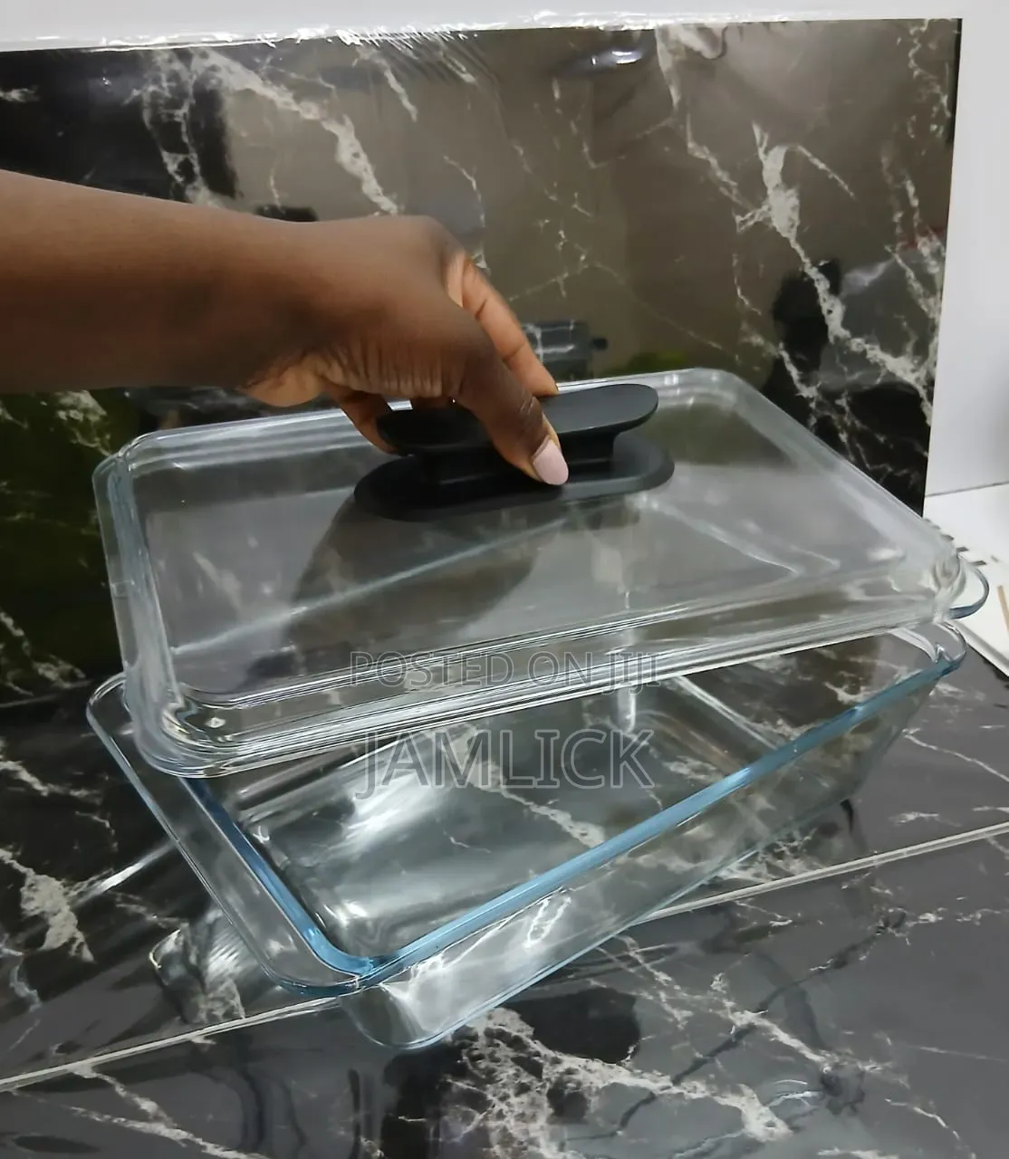 5.4l Glass Casserole Baking Storage Dish With Lid - Bz