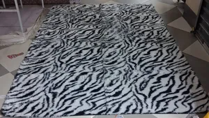 Black and White Living Room Area Rug Fluffy Carpets