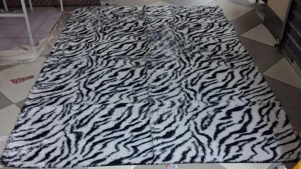 Black and White Living Room Area Rug Fluffy Carpets - thumbnail 2