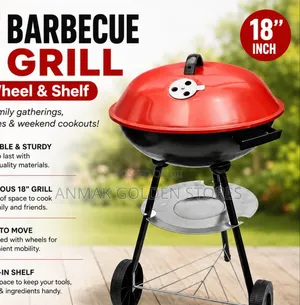 18" Barbecue Grill With Wheels and Shelf